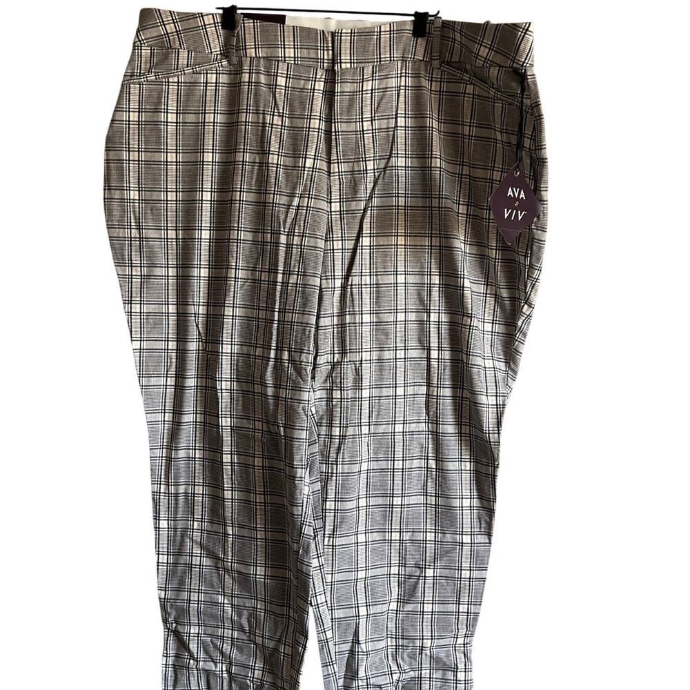Ava & Viv Women's Plus Size Cream Plaid High Rise Tapered Pants - Size 22 - NWT